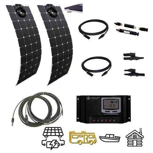 (image for) Aims Power, FCTARANTULA, Solar 260 Watt Flexible Panel & Charge Controller Base Kit | Lightweight Solar Charging for RVs and Mobile Setups